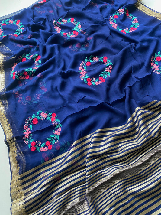 Viscose Georgette Embroided Trendy Saree