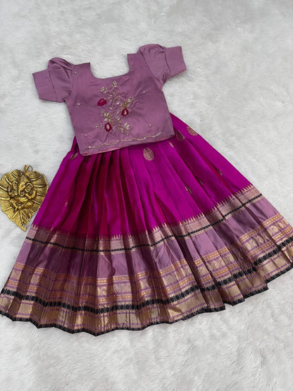 Kids special cute weaving with work blouses