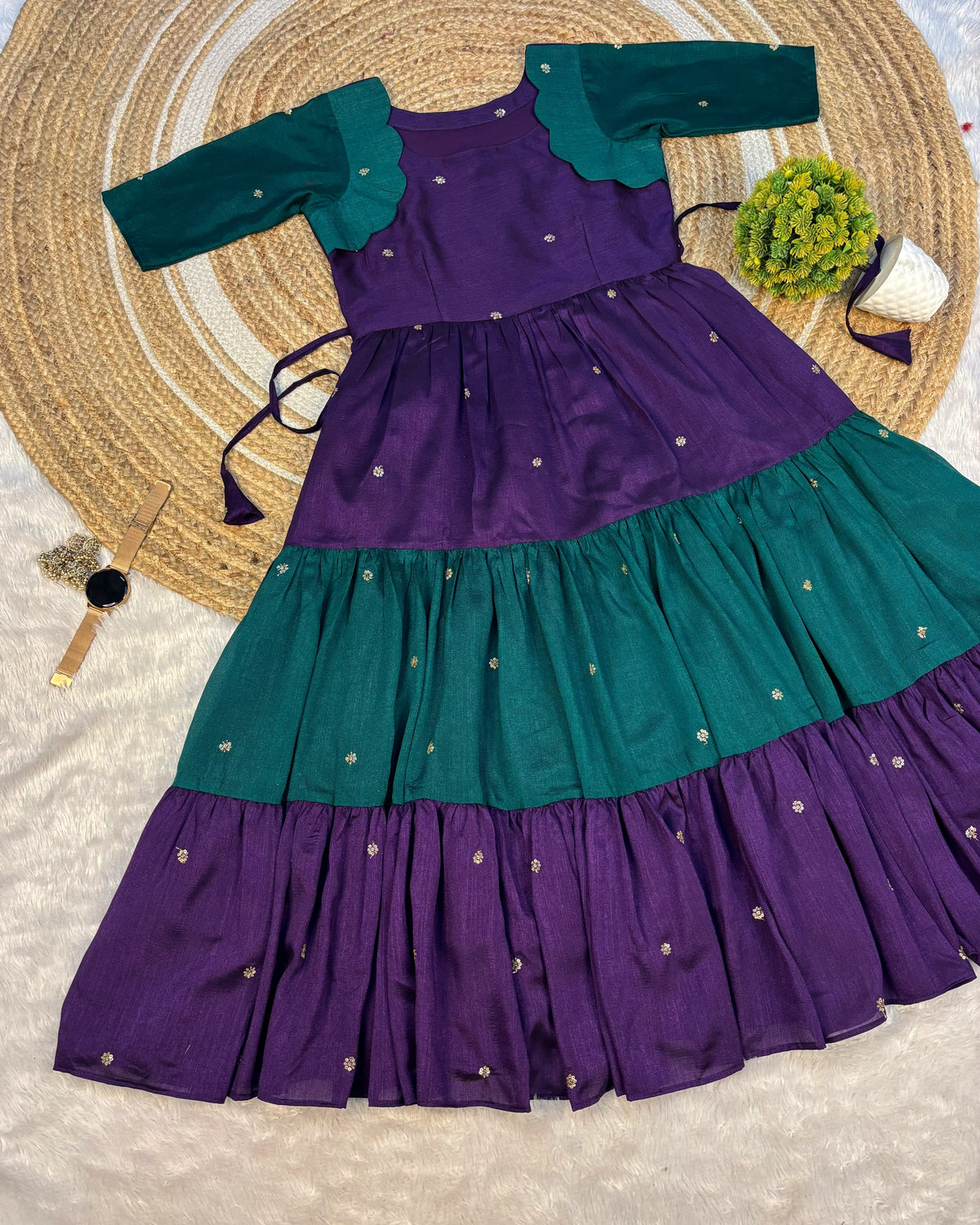 Café multi colour designer vichitra silk gown