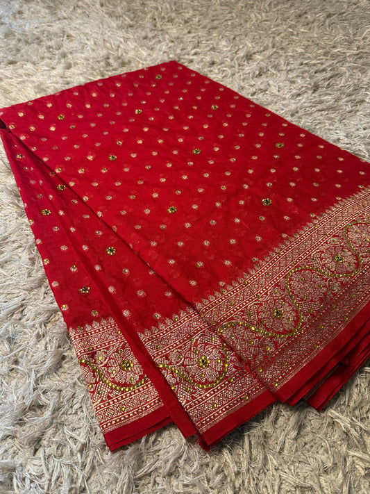 Semi pattu style semi Khadi Kayan Georgette saree