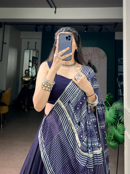 Moonga Silk Fabric with a Beautiful Printed Satin Dupatta Designer lehenga