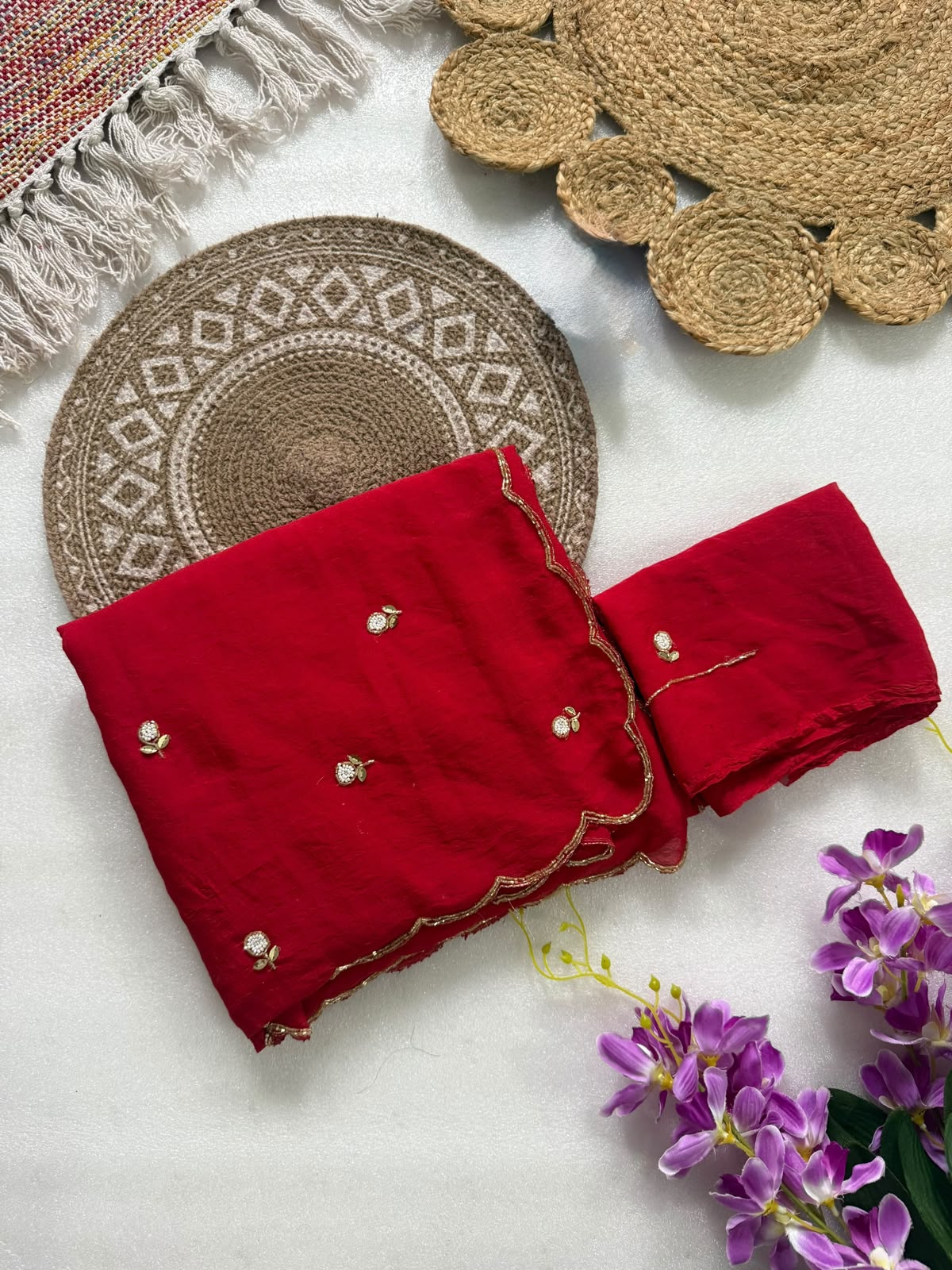 Budget Cutwork rangoli crush silk saree