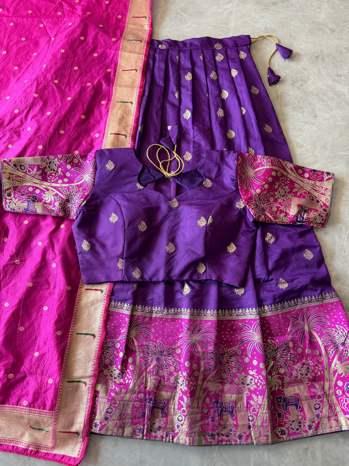 Elephant theme lehenga designer paithani weaving set