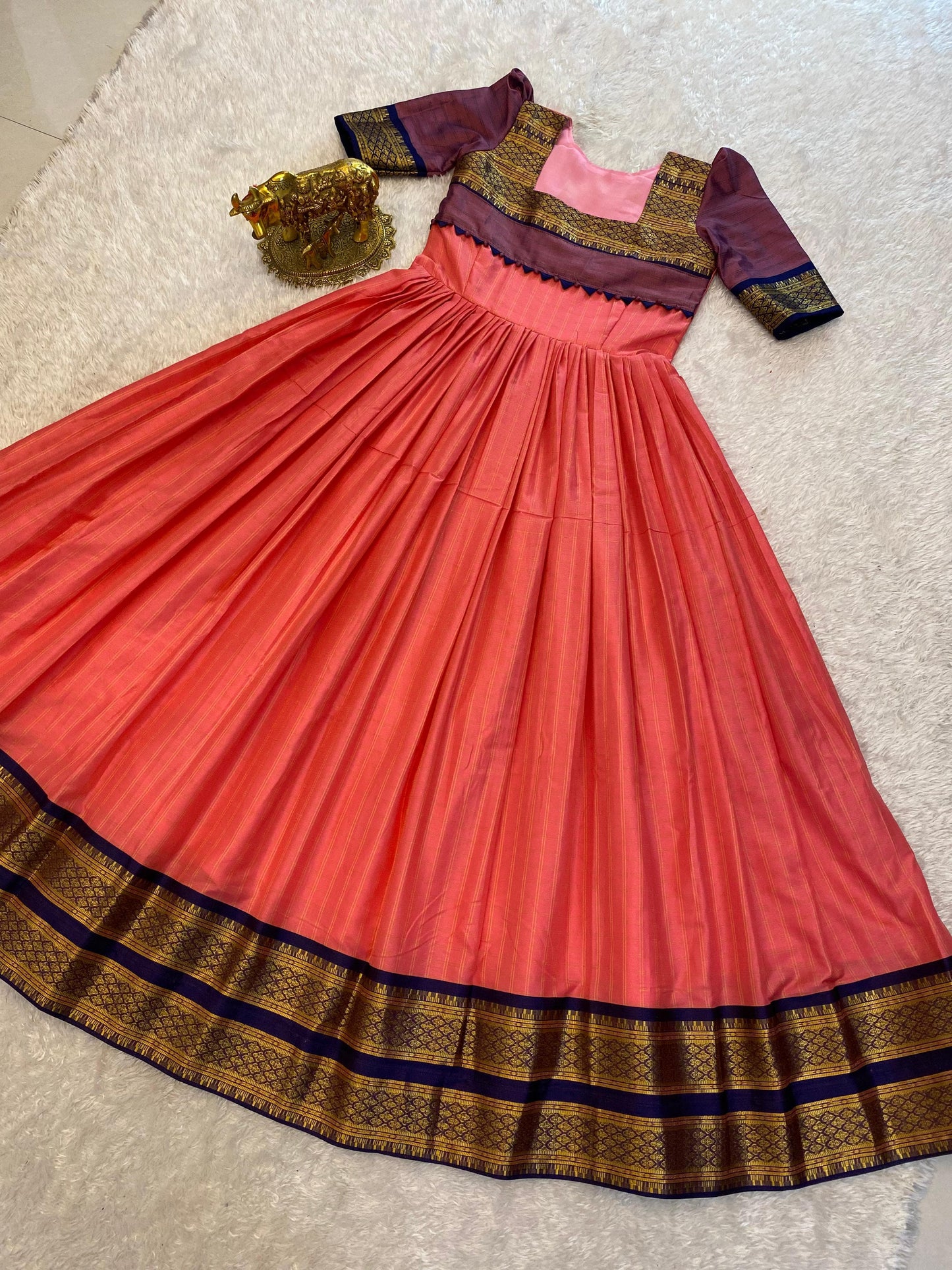 SUPER HIT long gown with cotton silk gown with a pleated flare