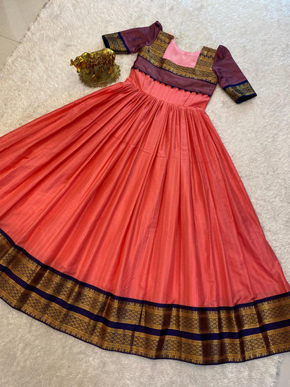 SUPER HIT long gown with cotton silk gown with a pleated flare