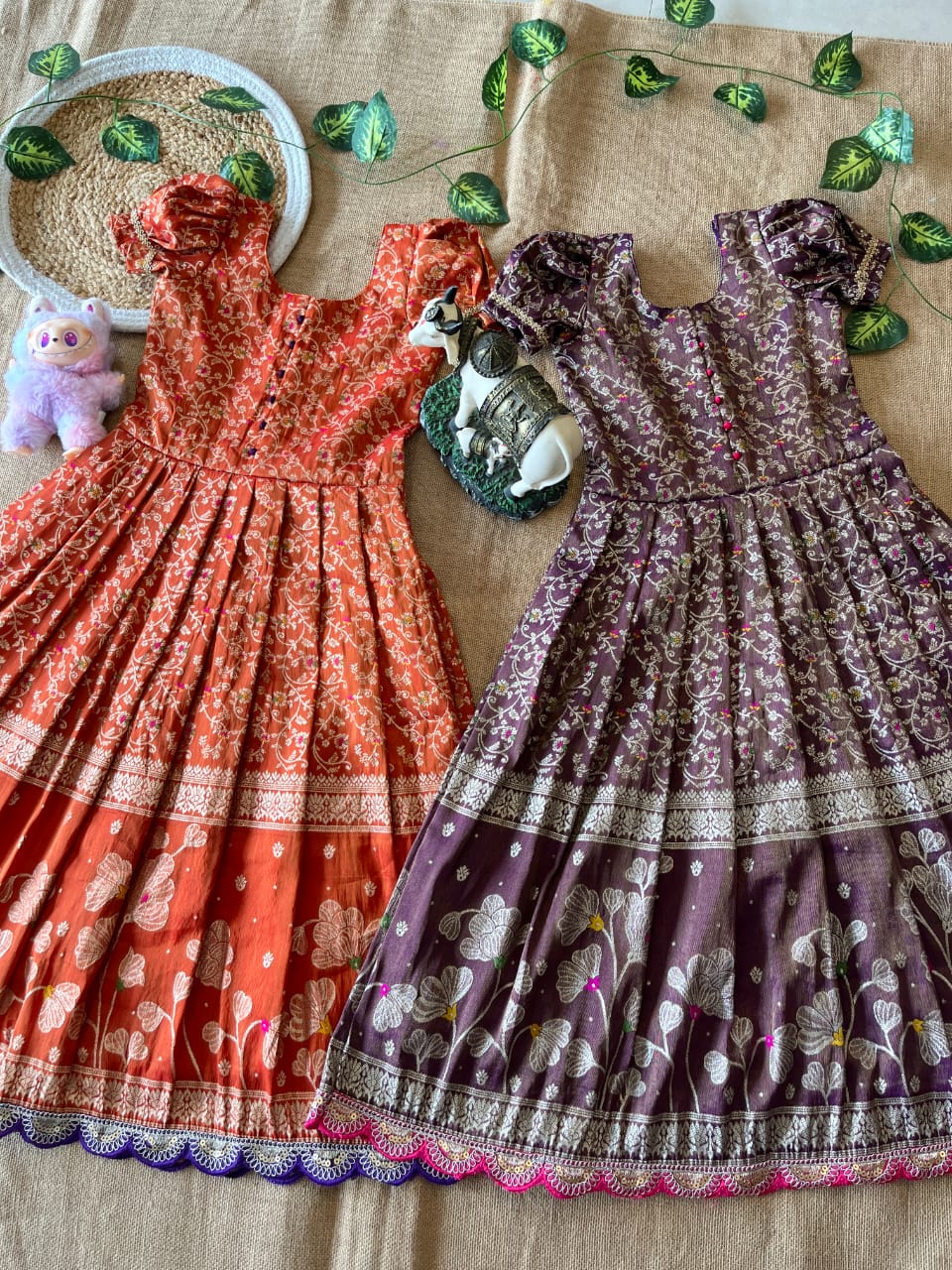 Gowns Silk panihari with zari weaving-Kids Gown