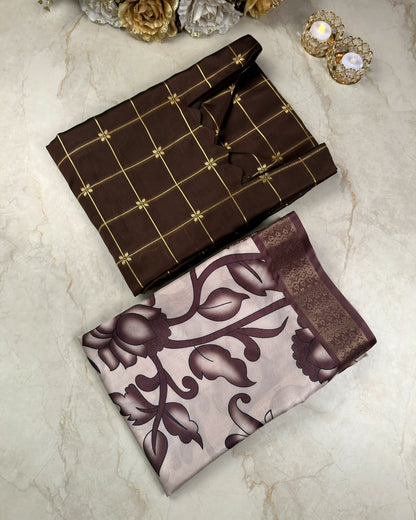 Traditional Check Weaving Kurti + Kalamkari Dupatta