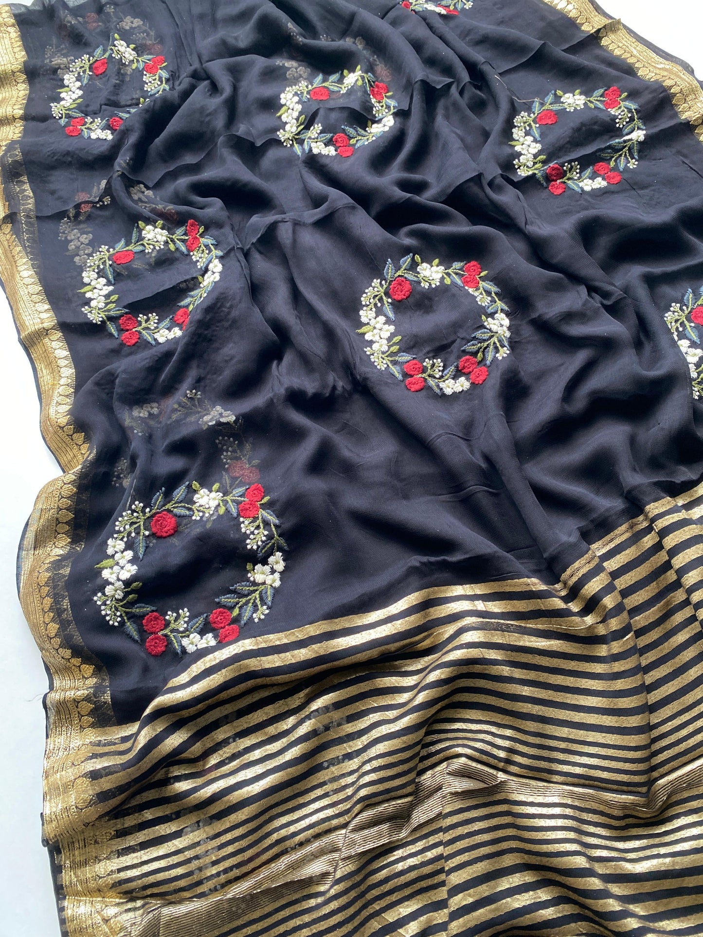 Viscose Georgette Embroided Trendy Saree