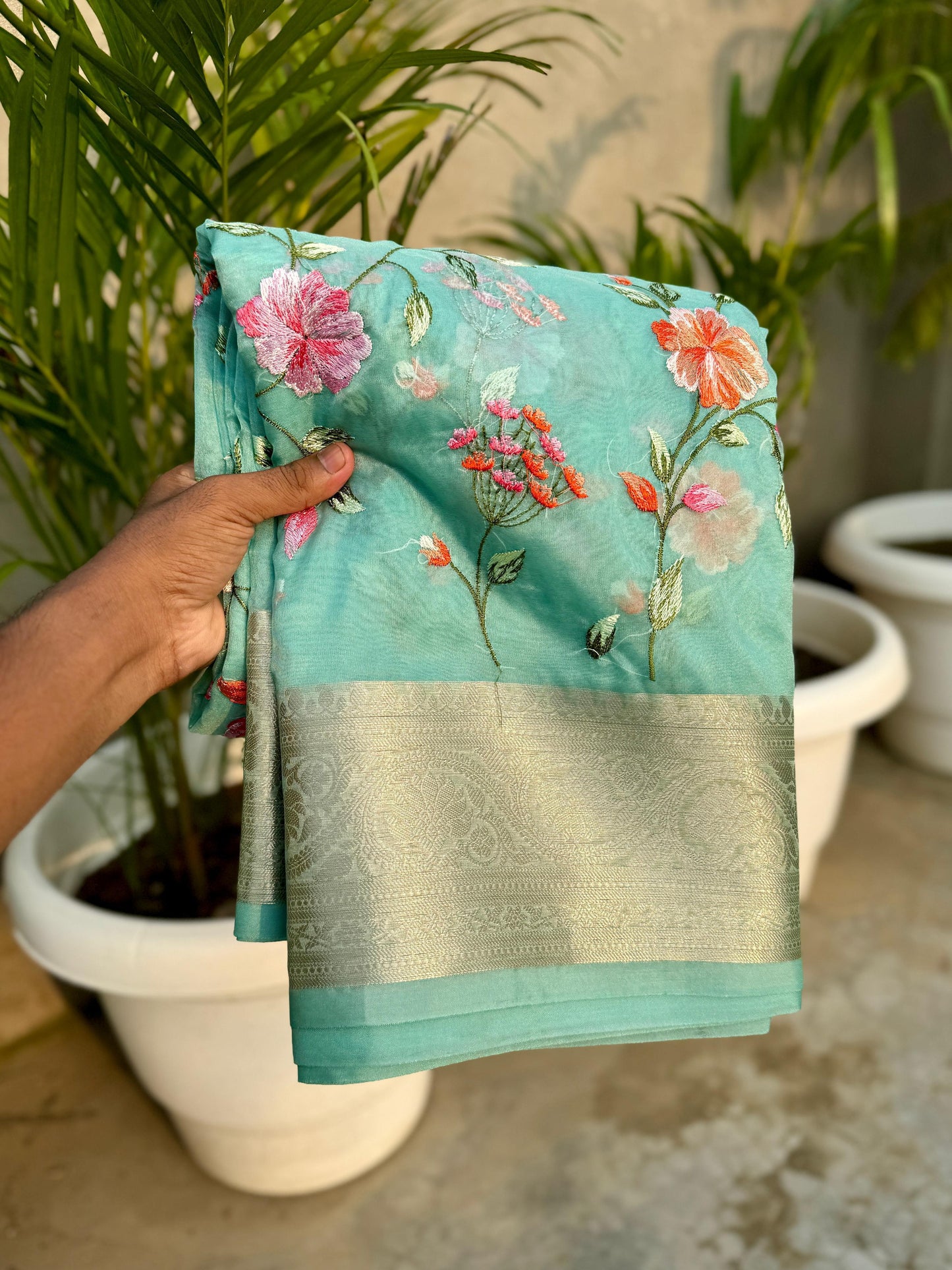 Banarasi  kora organza Embroidery  budget  saree