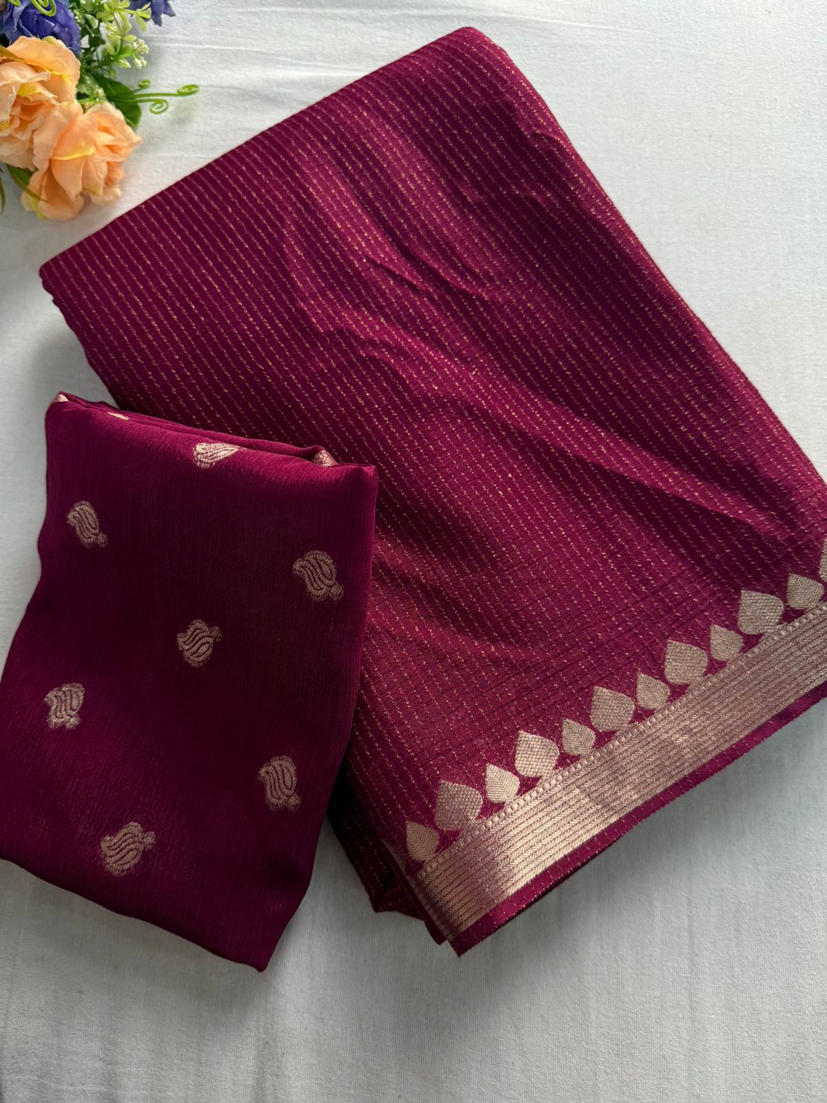 Trending Chinon viscose simple sarees