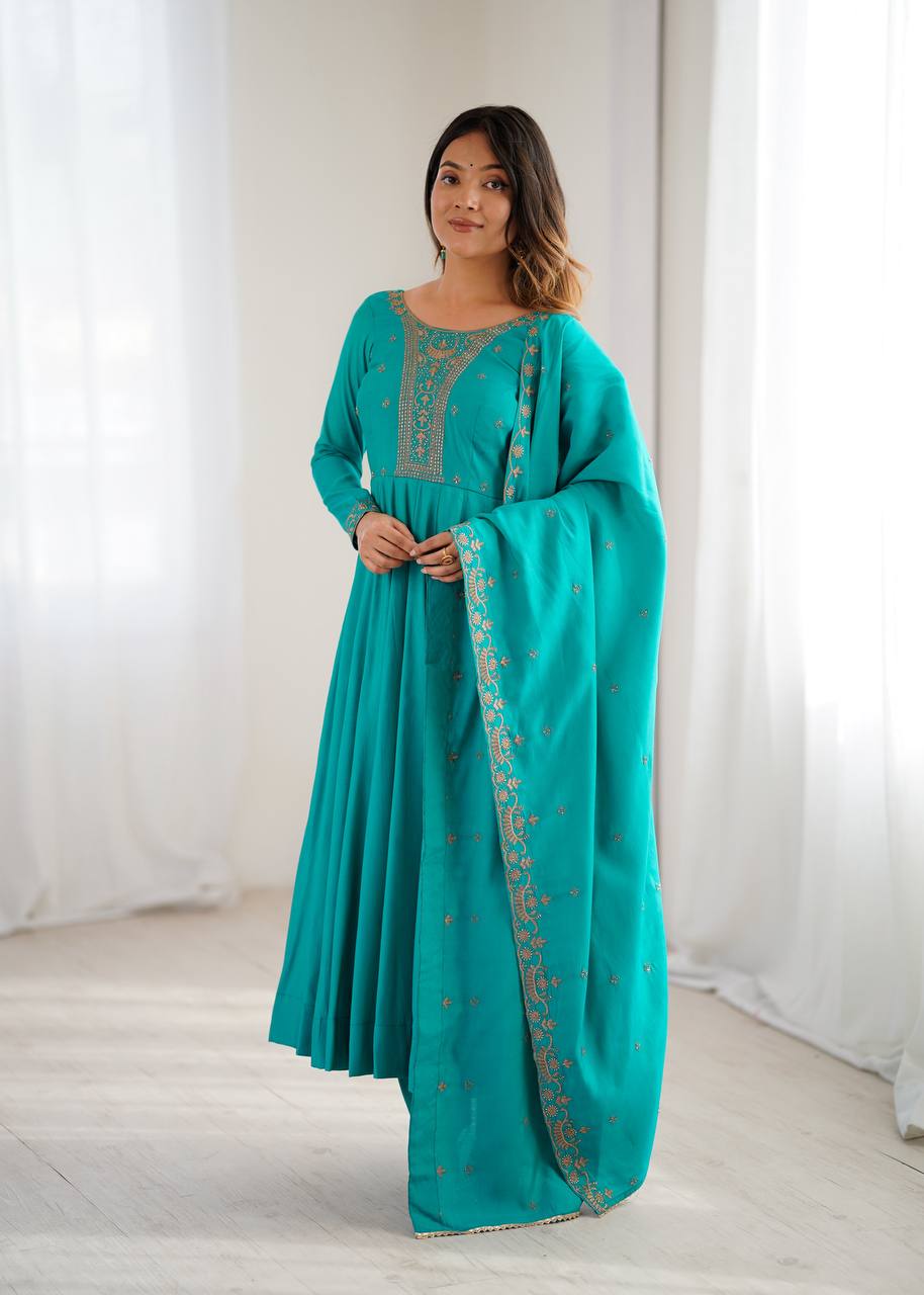 Wedding special Anarkali  Chanderi silk