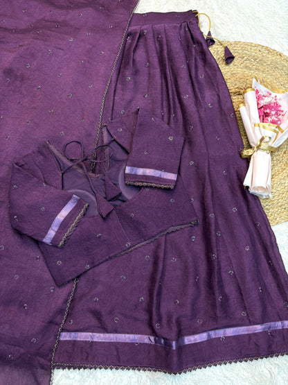 Trending Designer rangoli crush fabric with beads worked ready to wear lehenga