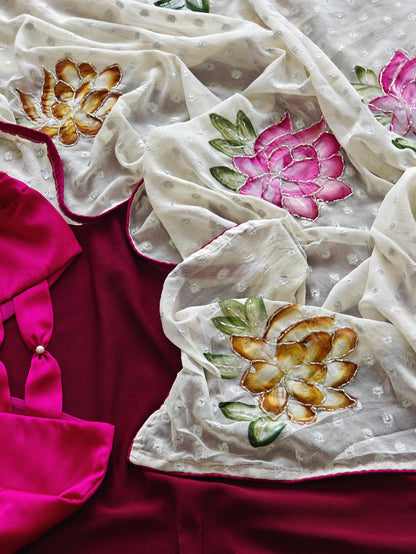 Pure soft crushed chiffon saree