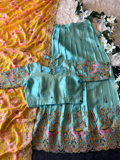 CAMLINE Designer  soft tissue Lehenga