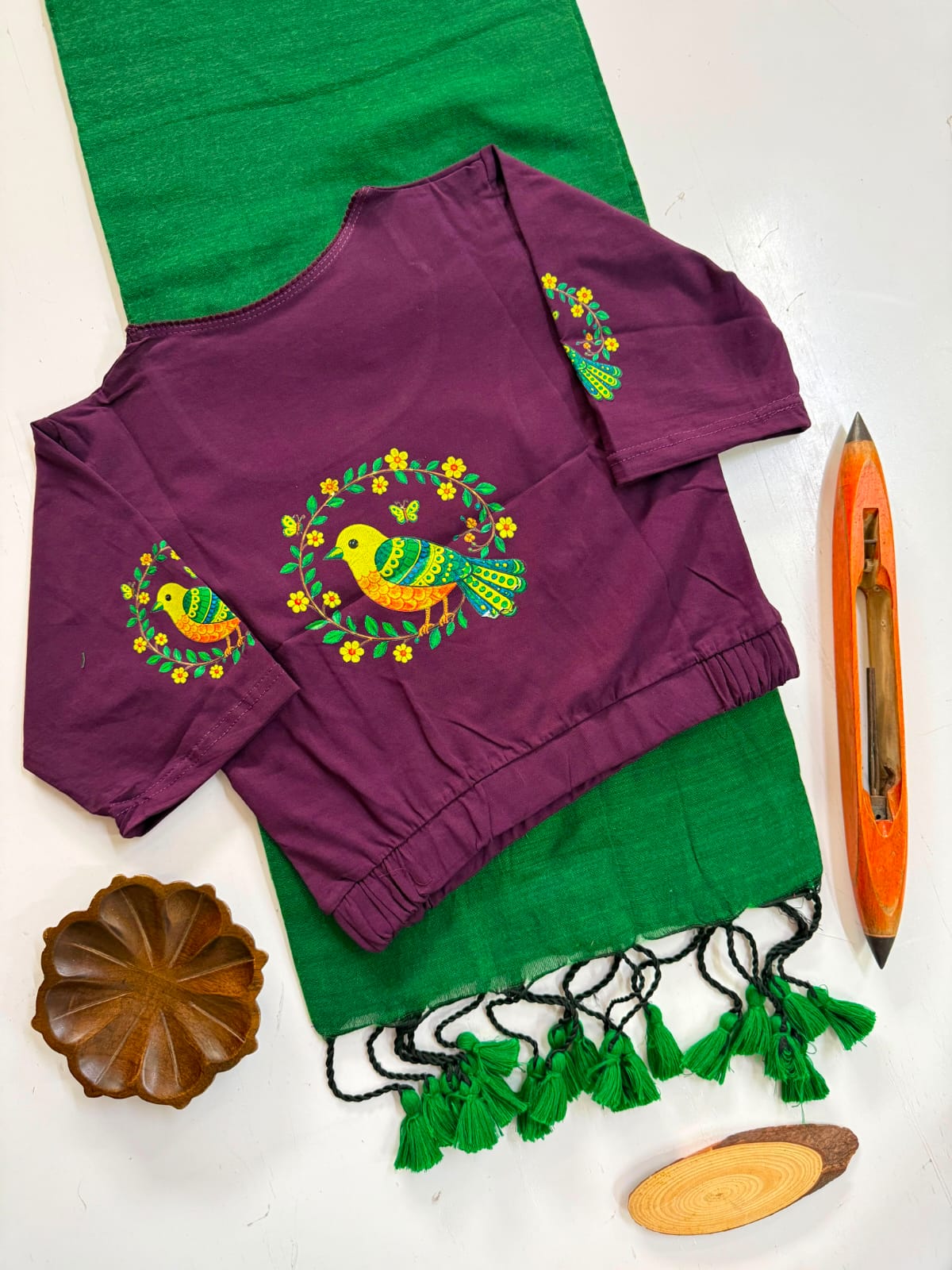 Handloom Khadi cotton saree with stretchable blouses