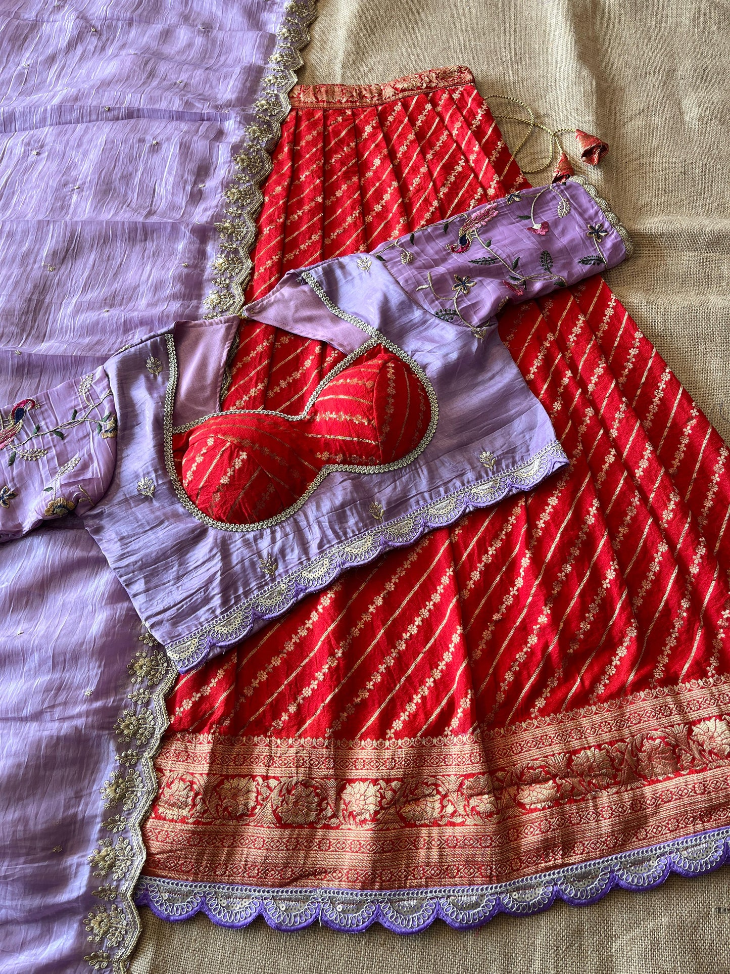 Khadi Lehnags with Stitched Blouse set for party wear