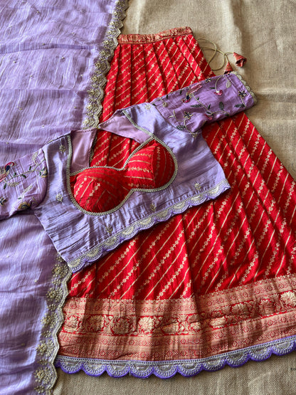 Khadi Lehnags with Stitched Blouse set for party wear