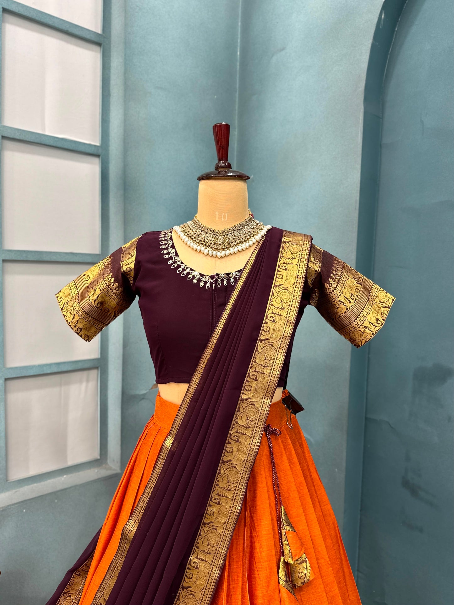 Kanjipuram Kollam Designer Sravanamasam lehenga