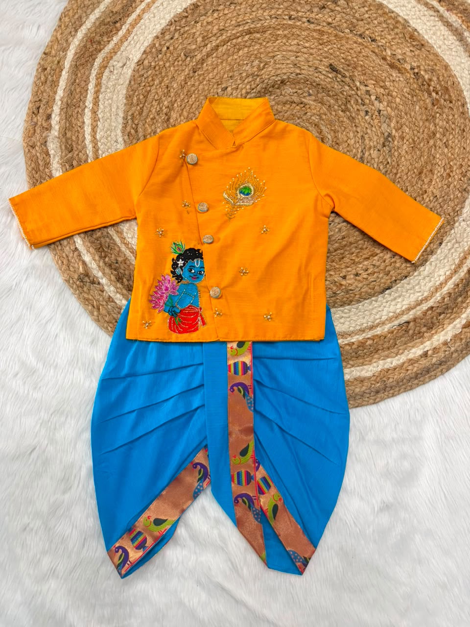 Premium Boy  Raw Silk Kurta with Dhoti Set