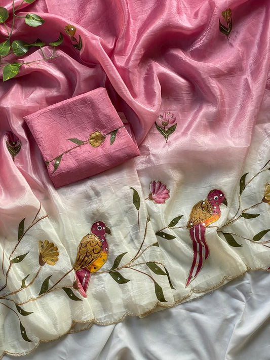 Handmade brush two shade trendy  Look sarees