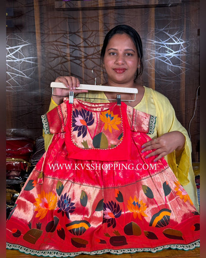 Kids cute wear  penal work Paithani skirt+top sets