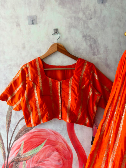 Orange designer Kalamkari maggam work dupatta