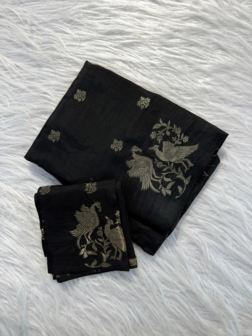 Pure viscose Russia bird figure trendy look saree