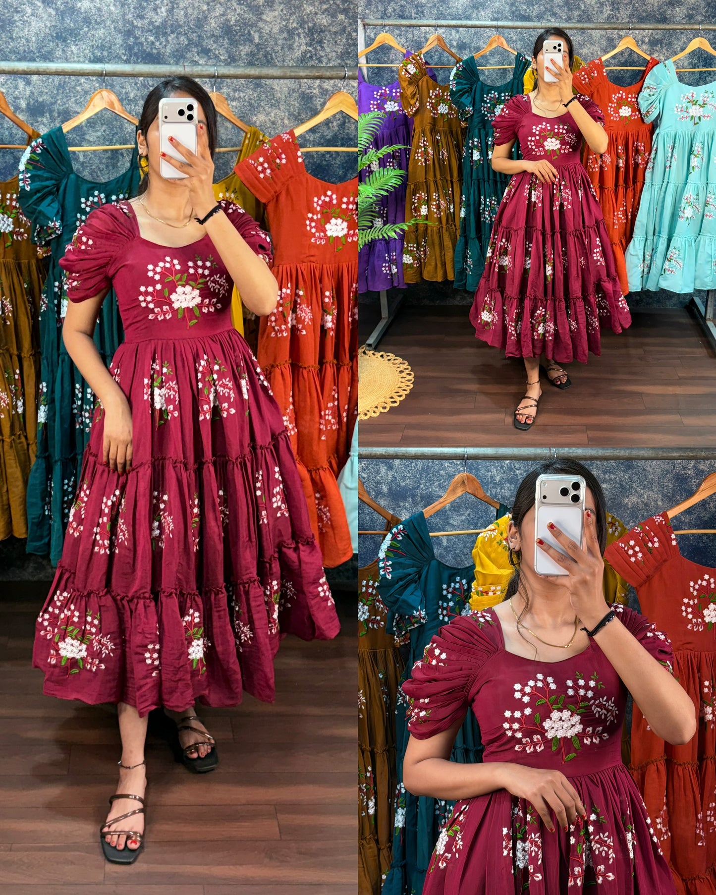 South mull cotton embroidery cafe gowns