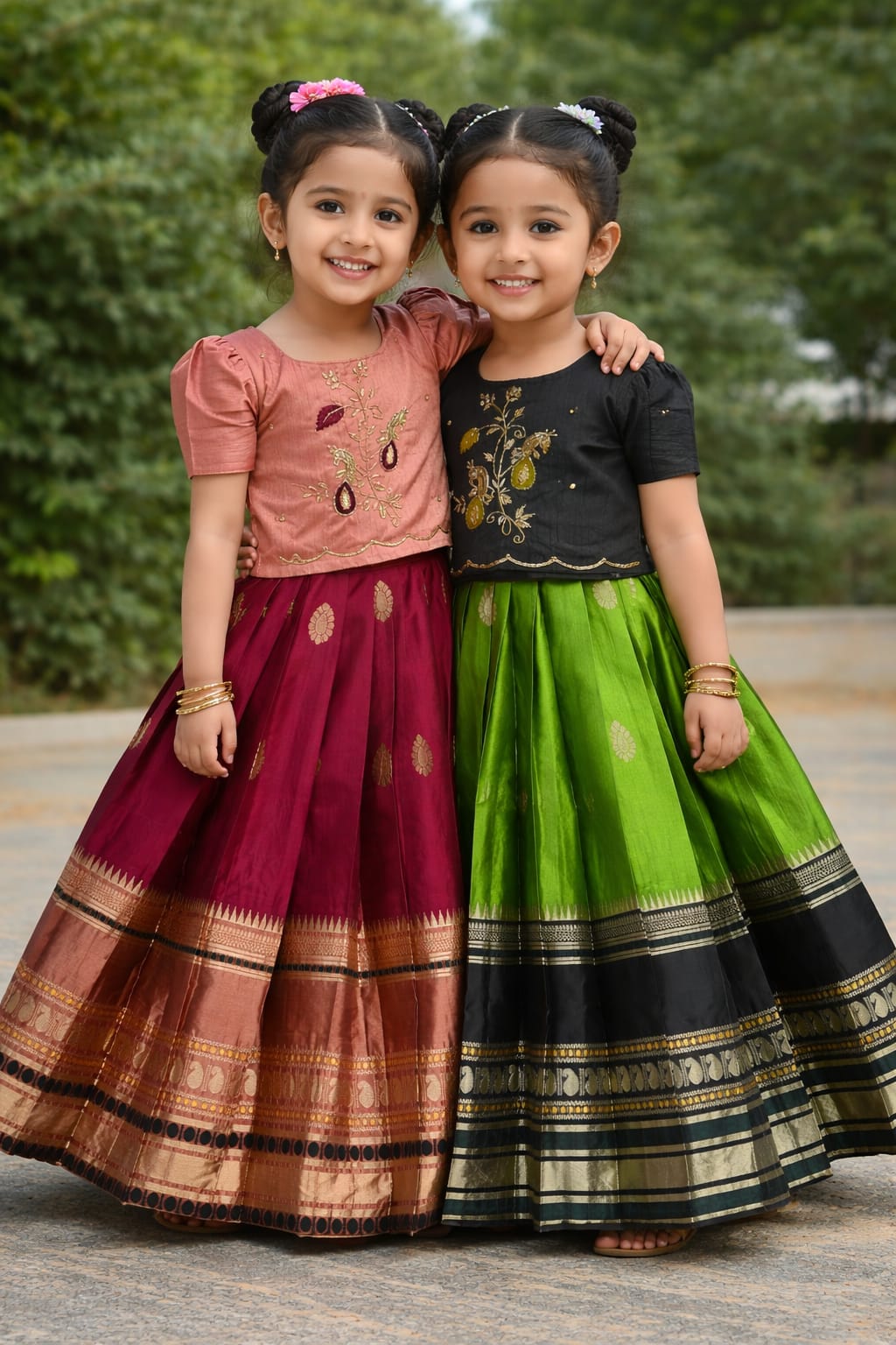 Kids special cute weaving with work blouses