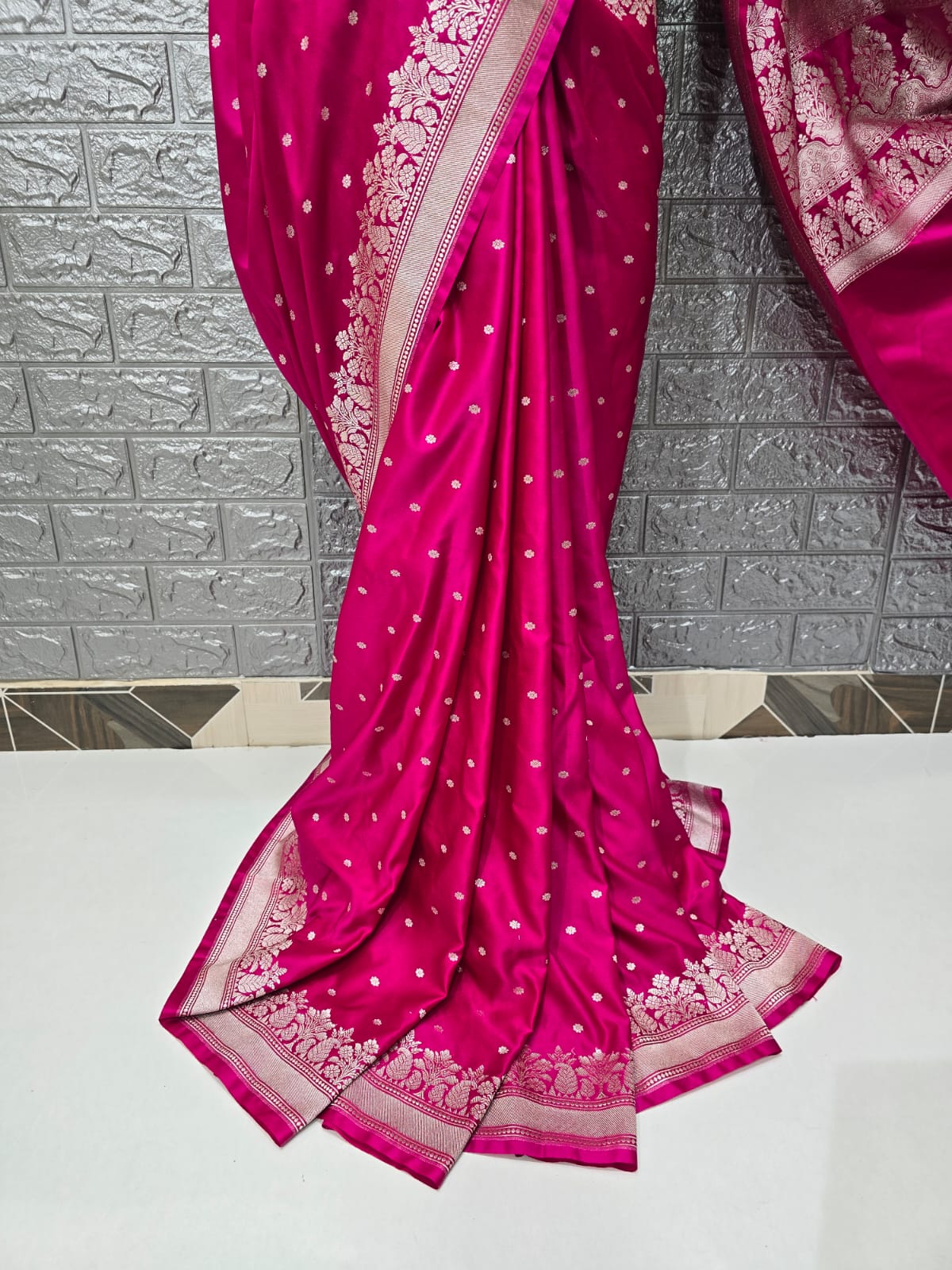 Pattu tradition Mashru Katan royal pink saree