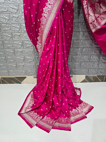 Pattu tradition Mashru Katan royal pink saree