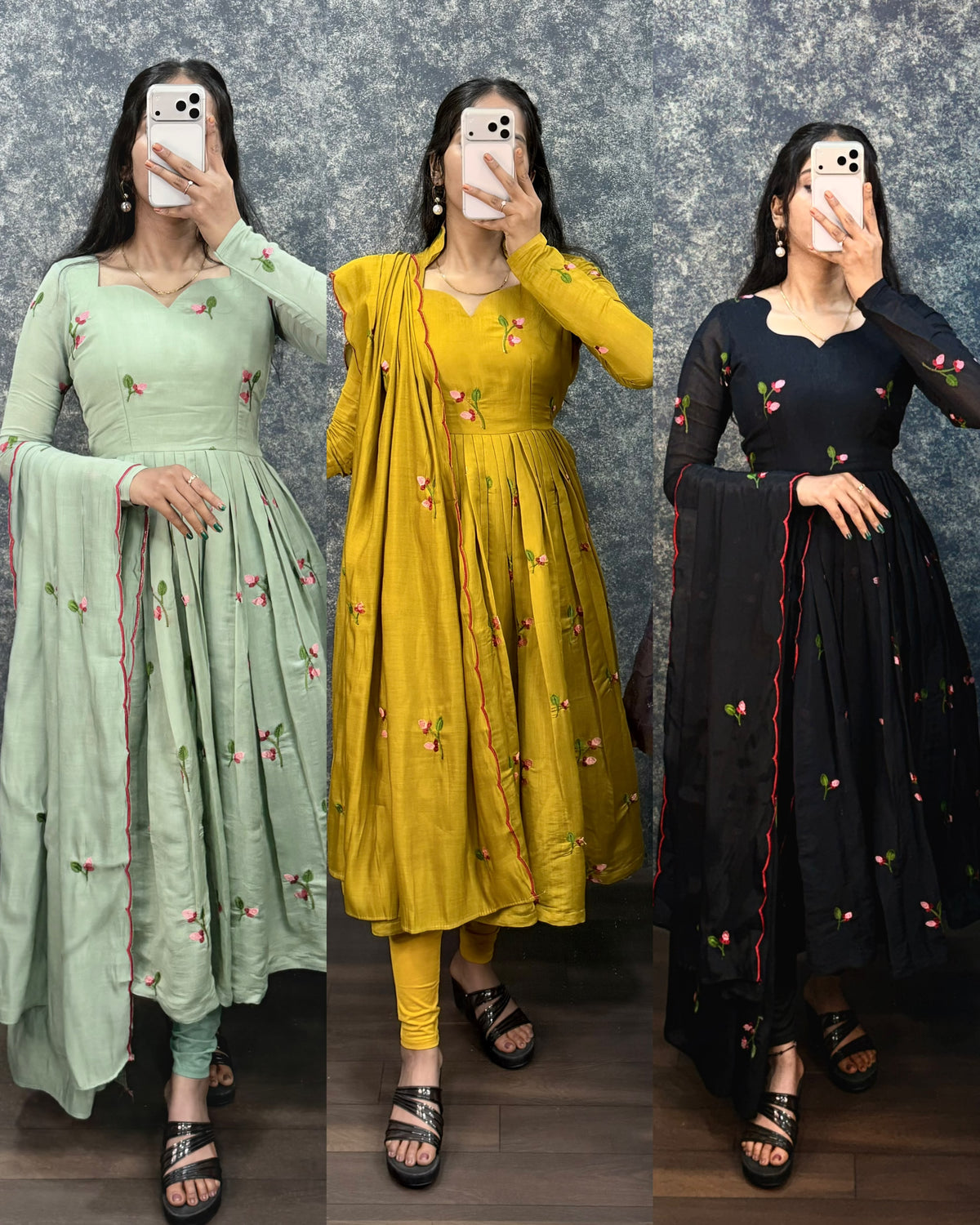 Kalayani Anarkali Mul Chanderi gowns