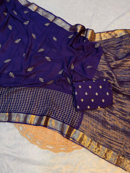 Viscose Georgette chitti pallu budget sarees
