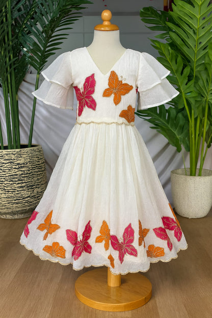 Kids White Dreamy butterfly gown ✨