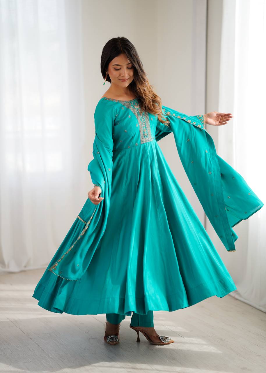 Wedding special Anarkali  Chanderi silk