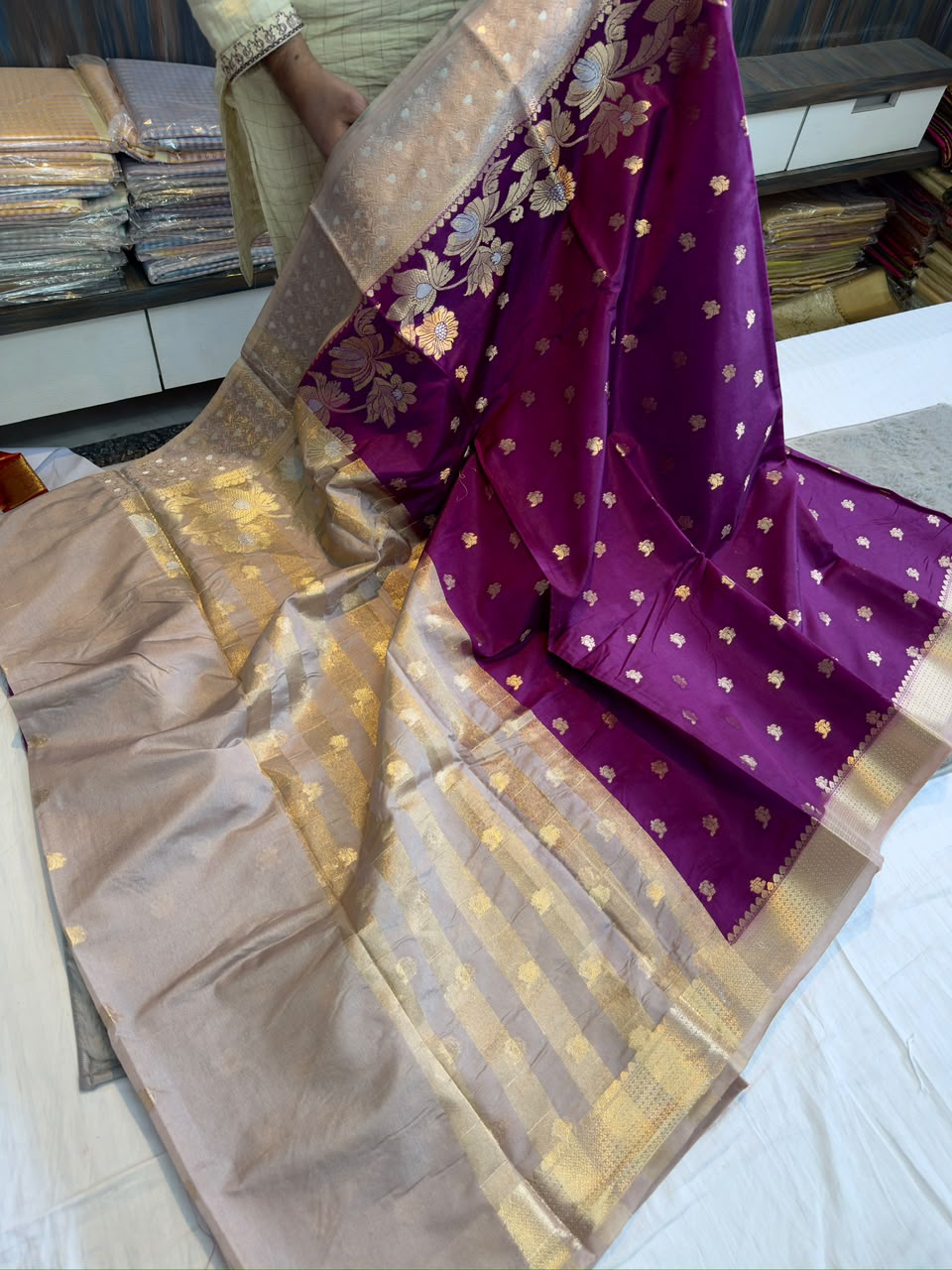 Banarasi dybl dupion soft silk zari saree