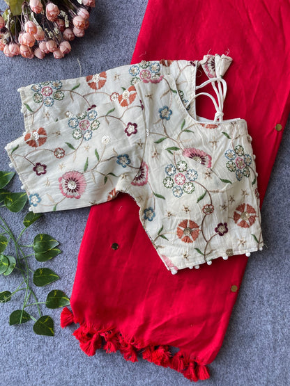 Khadi Cotton with stitched blouse