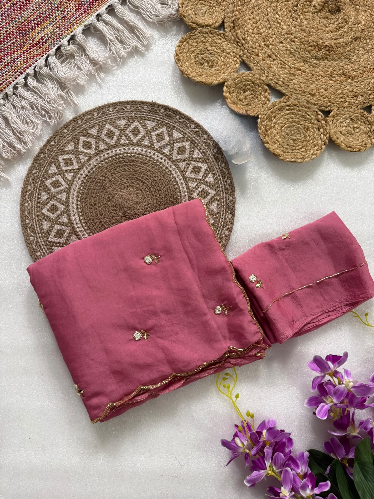 Budget Cutwork rangoli crush silk saree