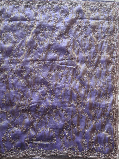 Cocktail Handwork Crepe Luxe work saree with stitched Blouse