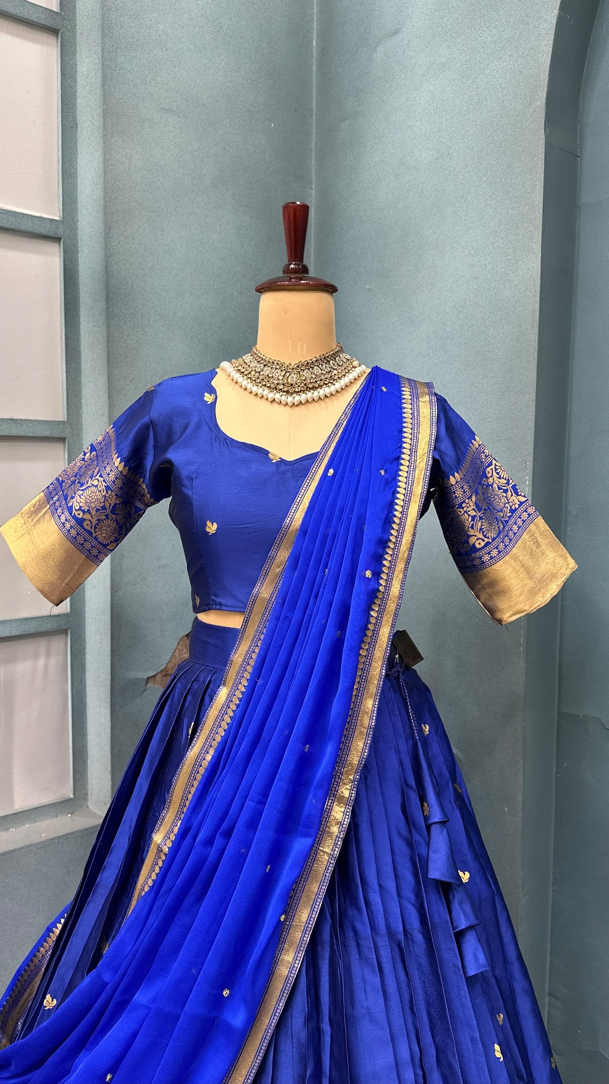 Kanchipattu  silk full stitched Lehenga blooming rangoli designer lehenga