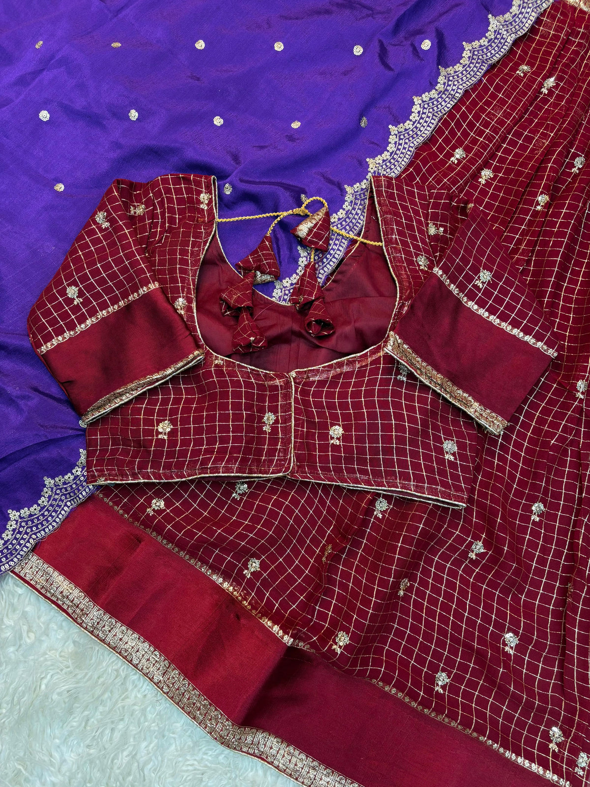 Viscose Georgette checks Designer lehenga