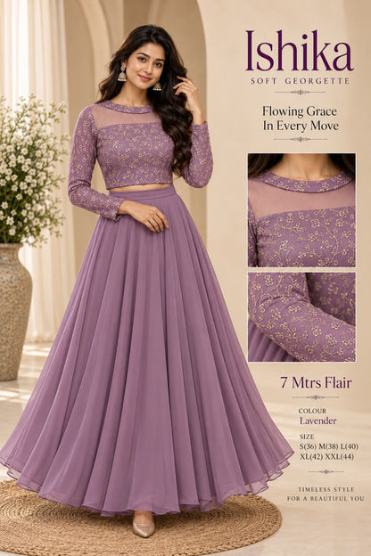 Crop top style (Anarakali ) gown stylish work sets