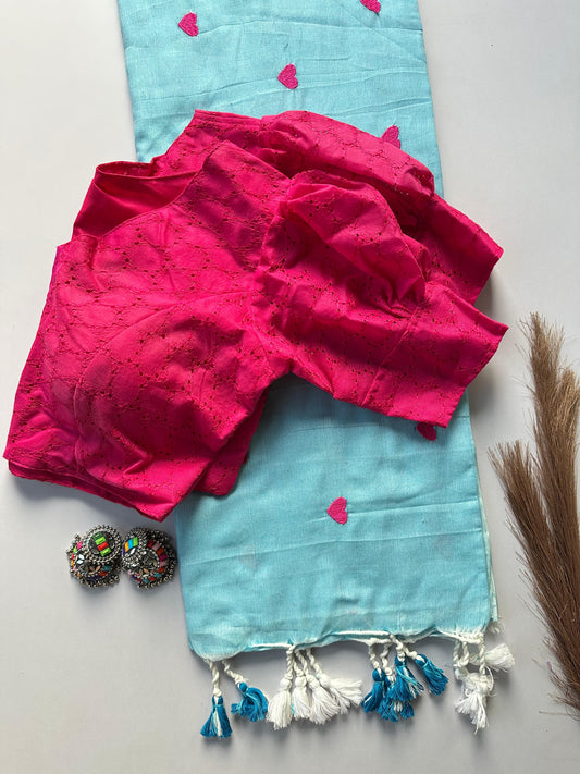 Heart ❤️ sarees with stitched blouse  for special days
