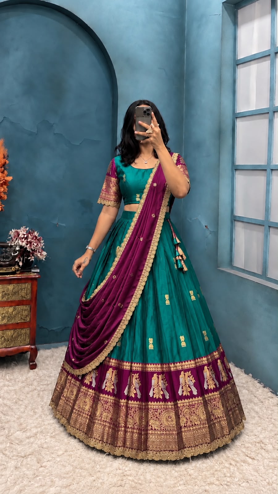 Jhumka Kanjivaram designer lehenga set
