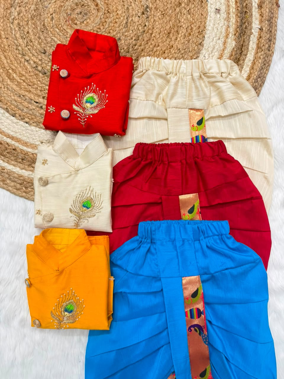 Premium Boy  Raw Silk Kurta with Dhoti Set