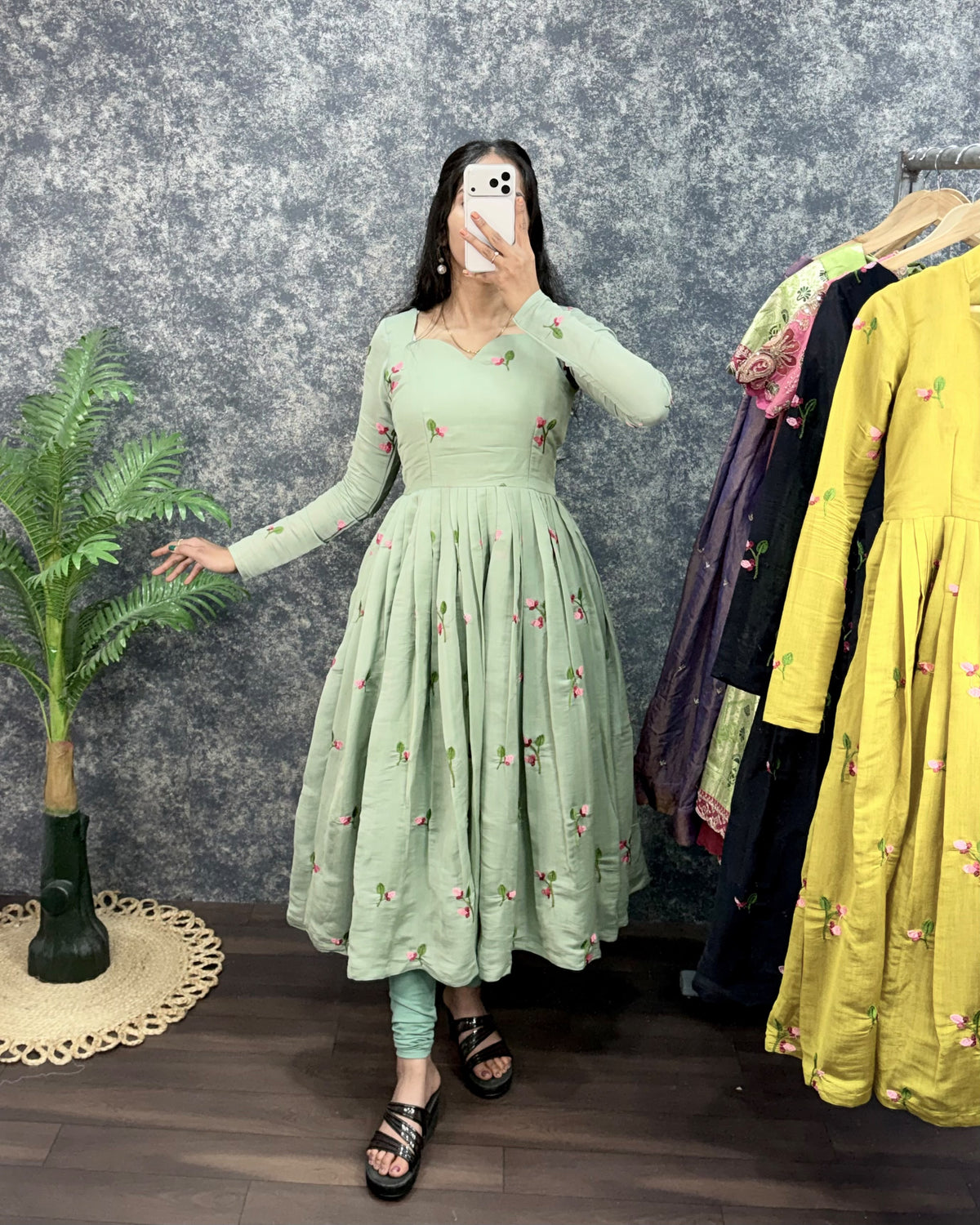 Kalayani Anarkali Mul Chanderi gowns