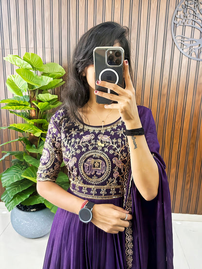 Heavy embroidery work Gown with  duppata