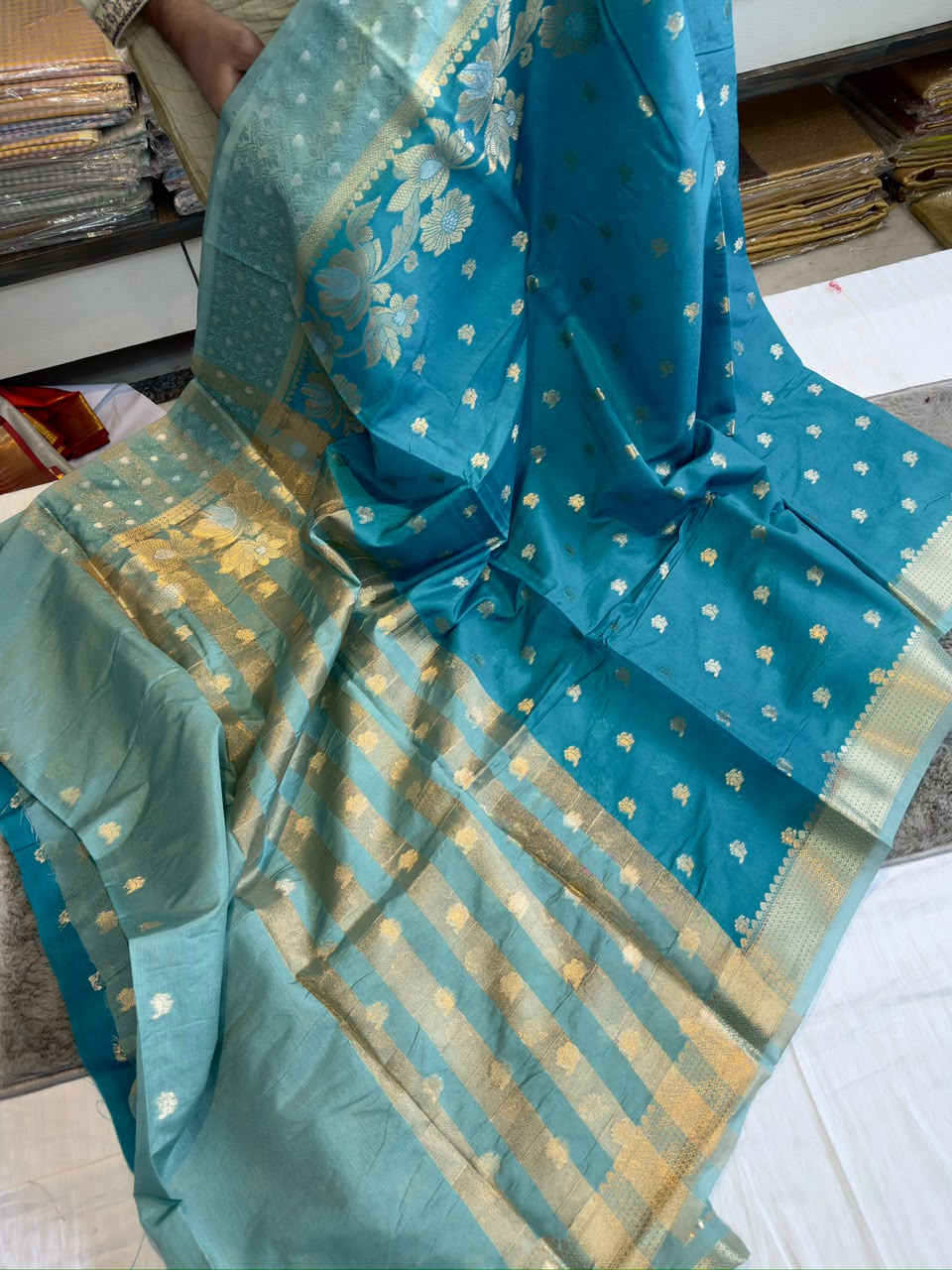 Banarasi dybl dupion soft silk zari saree