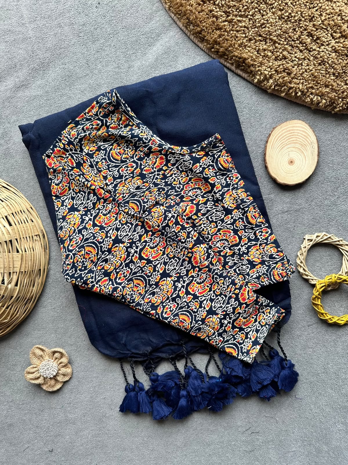 Khadi Streachable cotton stitched blouse