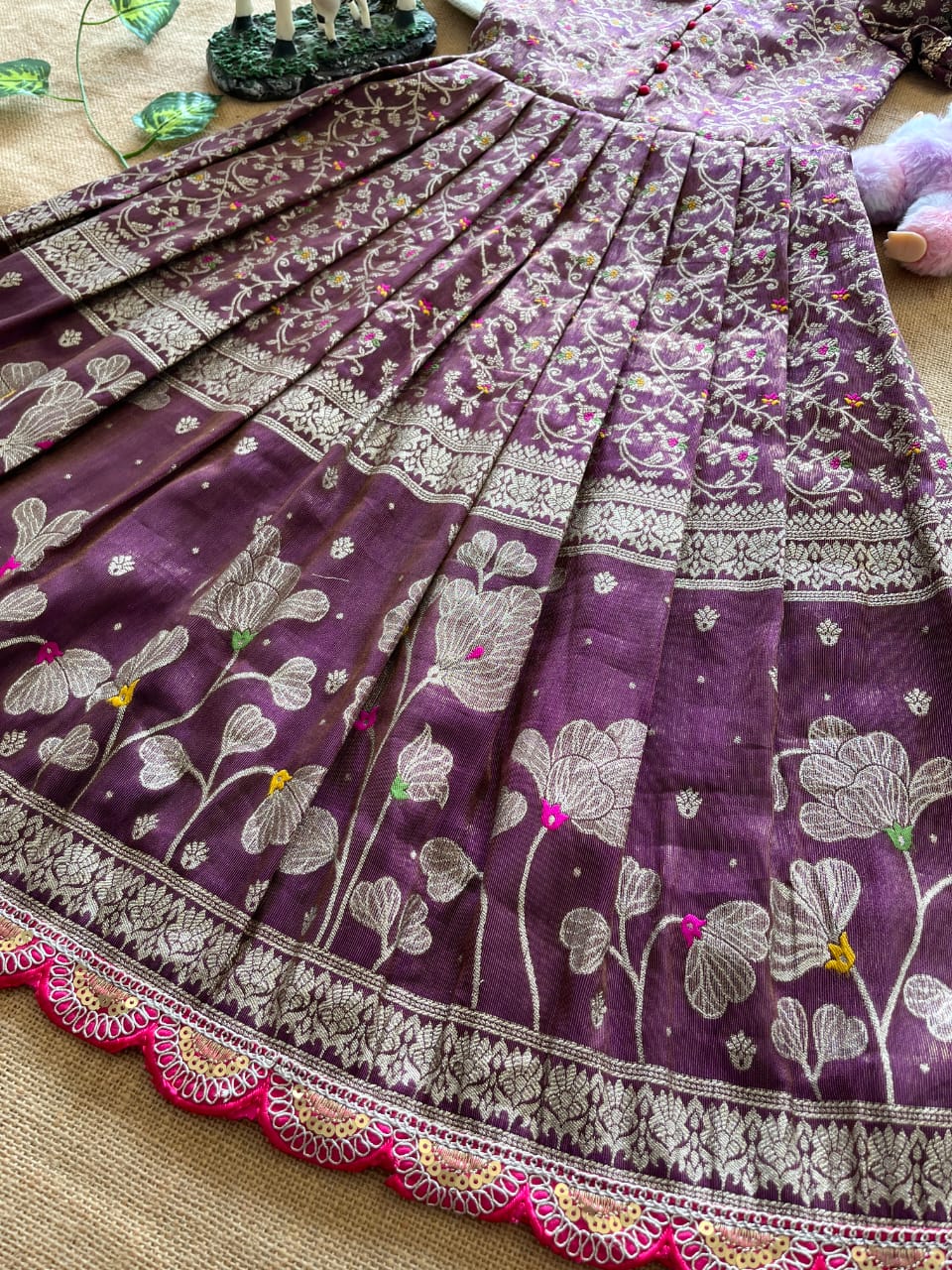Gowns Silk panihari with zari weaving-Kids Gown